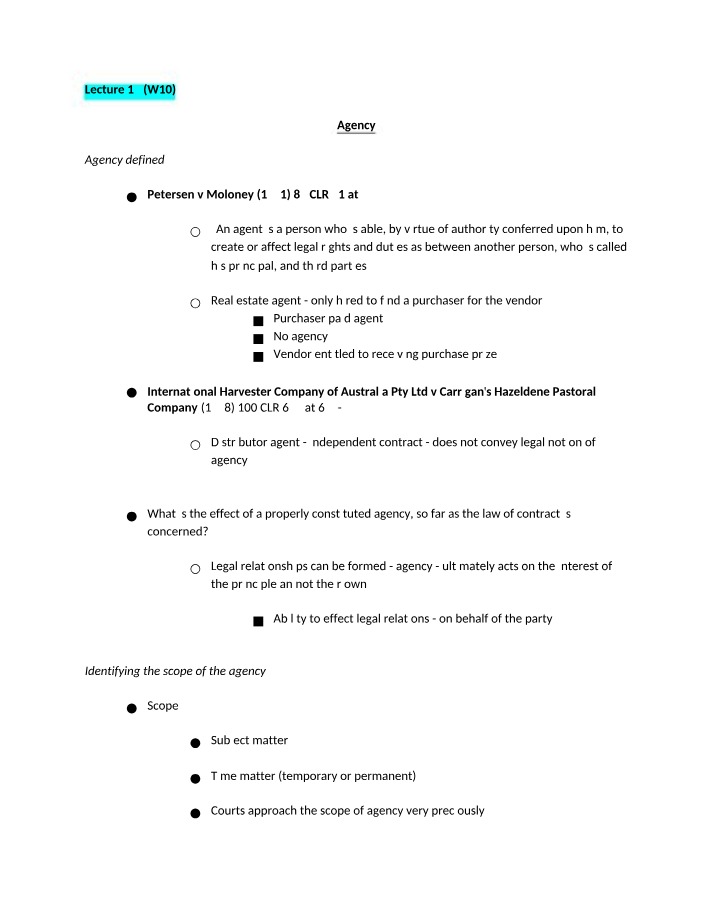 Week 10 Lecture 17 - Agency