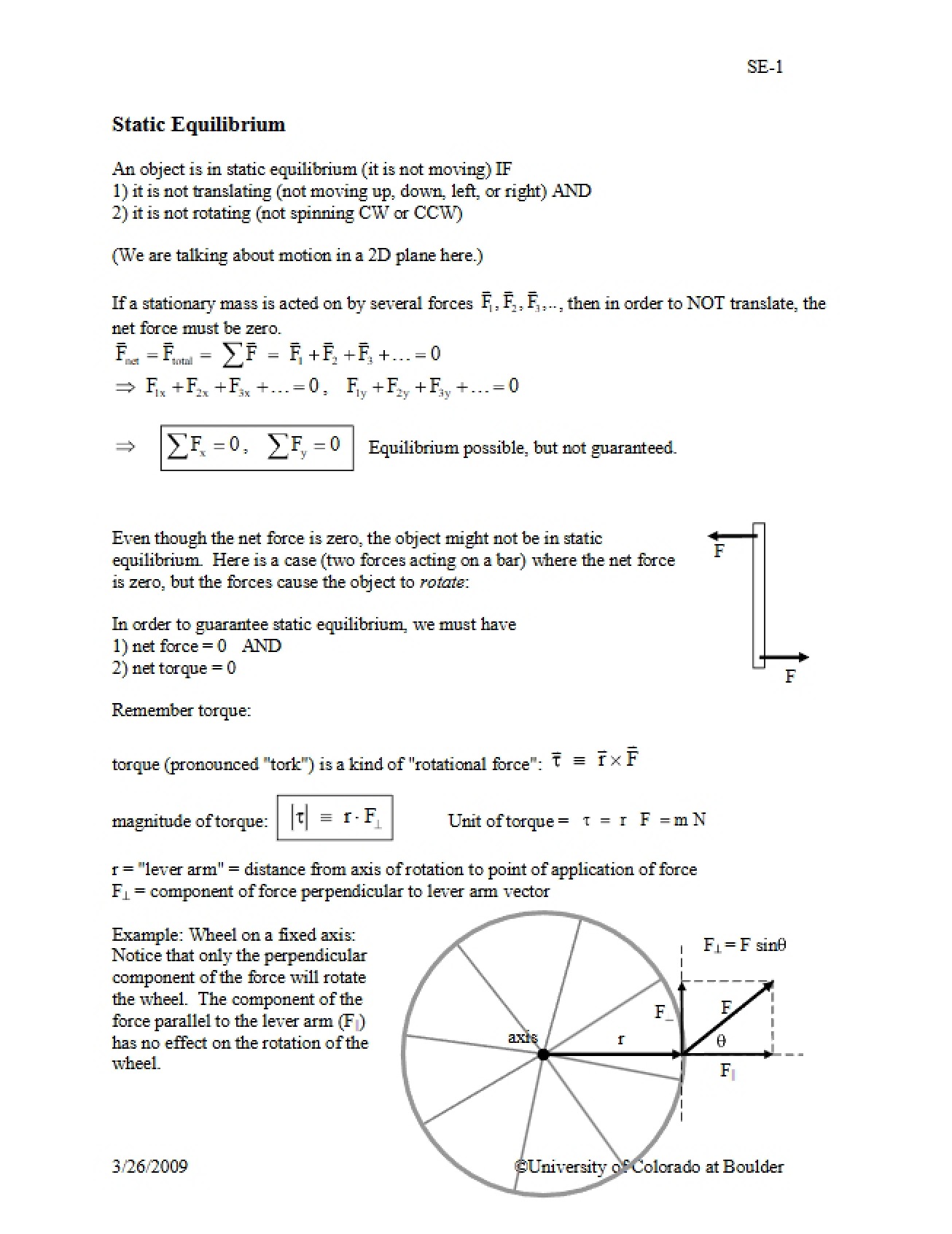 Static Equilibrium (Second Instance)