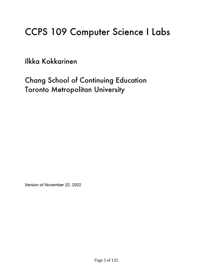 CCPS 109 - Python Lab Problem Collection