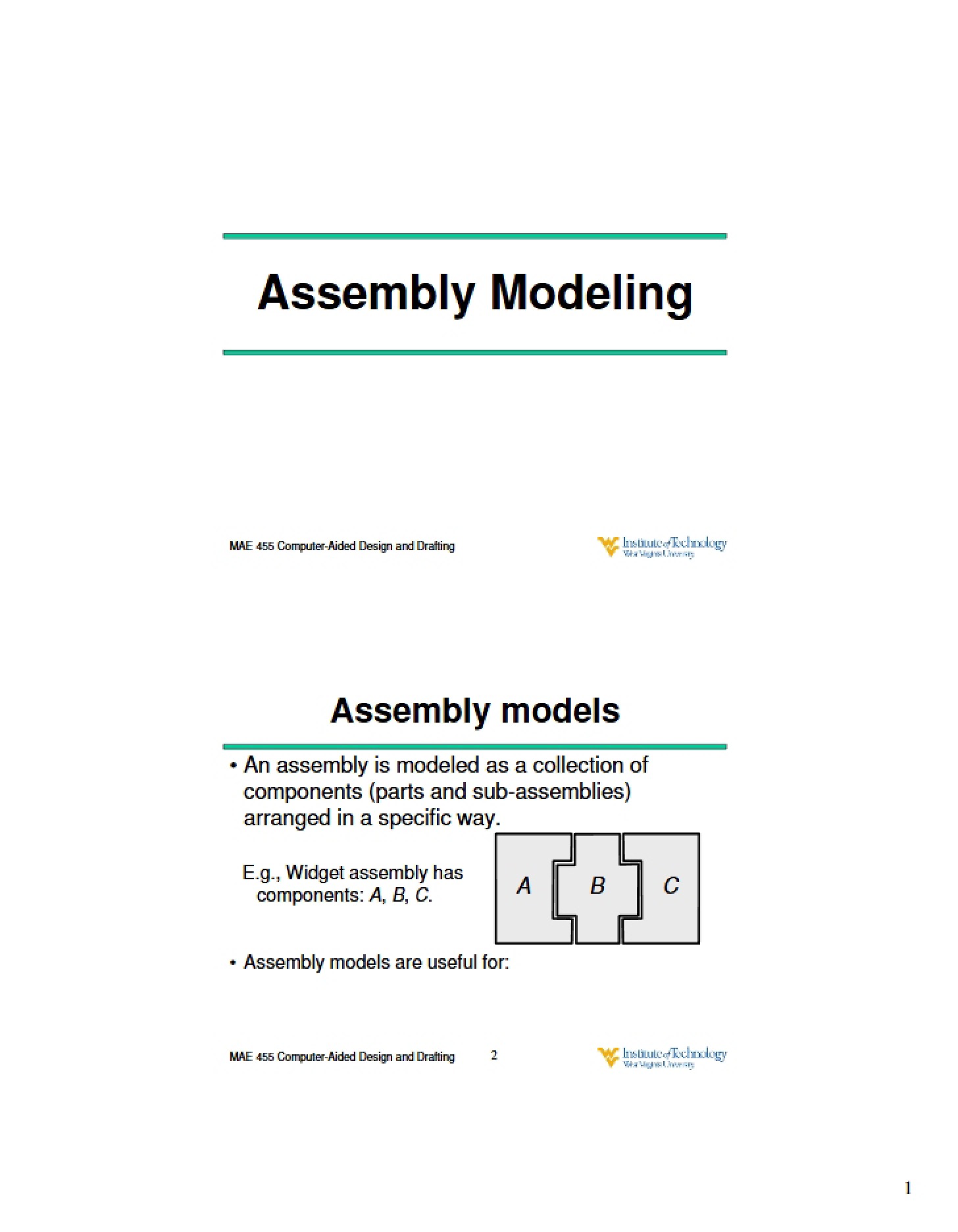 Modeling of Assemblies