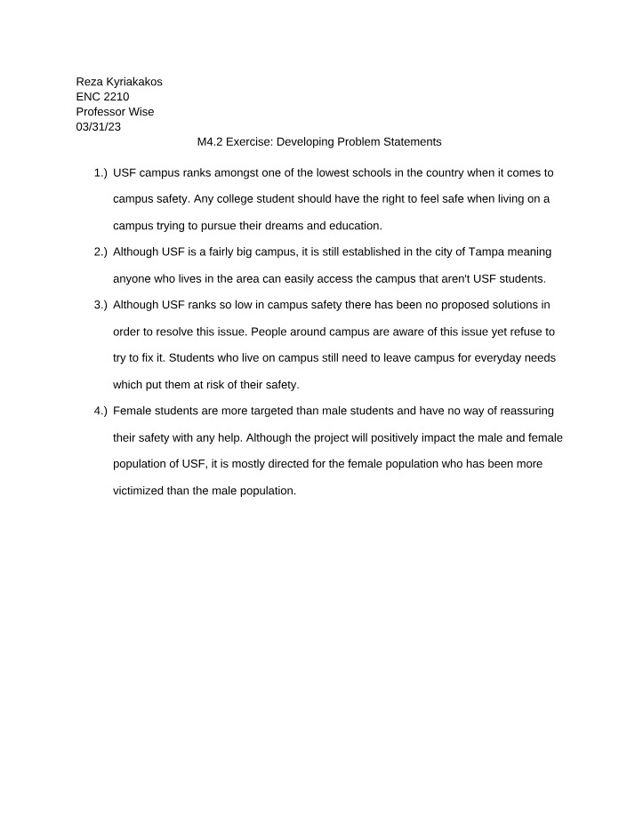 M4.2 Problem Statement Development Exercise
