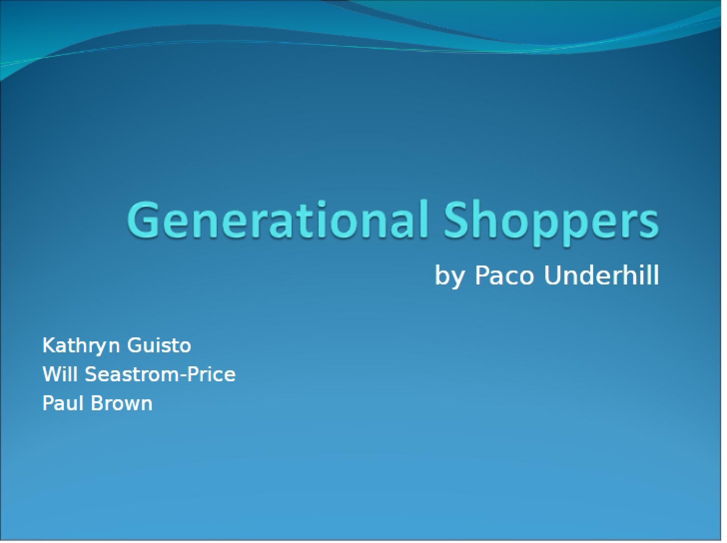 Presentation on Generational Shoppers