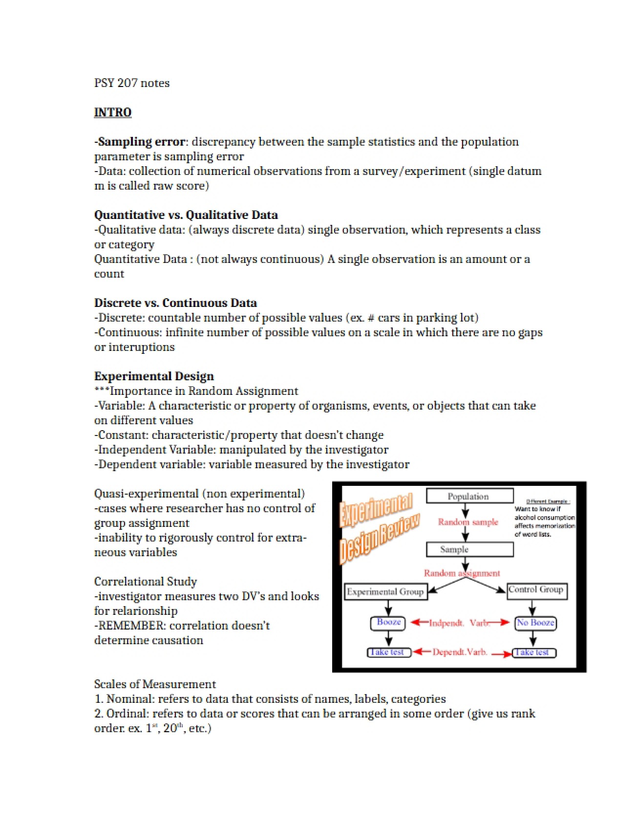 Psychological Statistics Class Notes