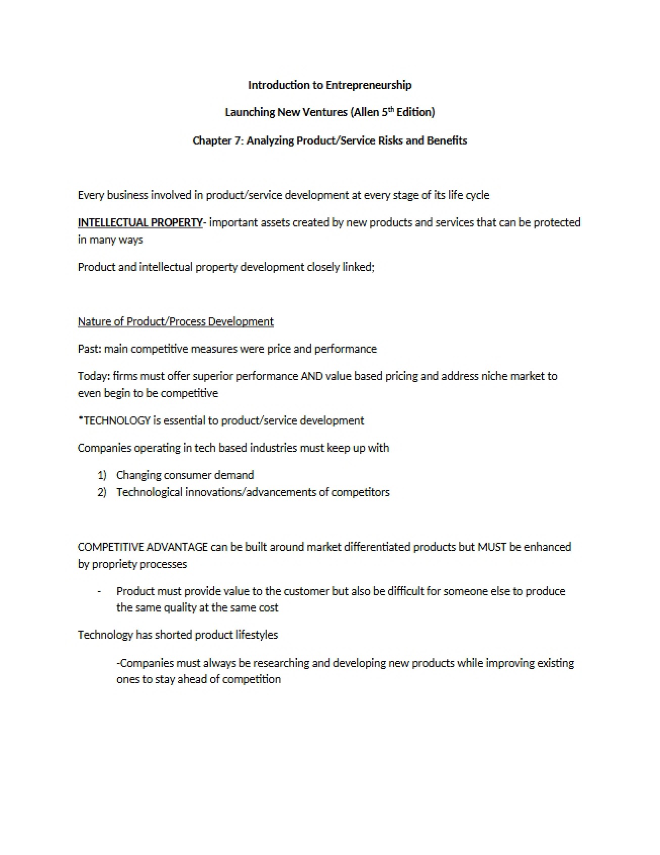 Product Analysis (Chapter 7)