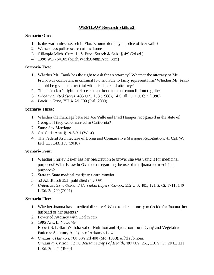 WESTLAW Skills #2 - Research
