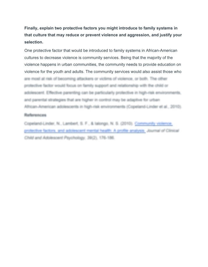 Community Violence Reduction in African-American Families
