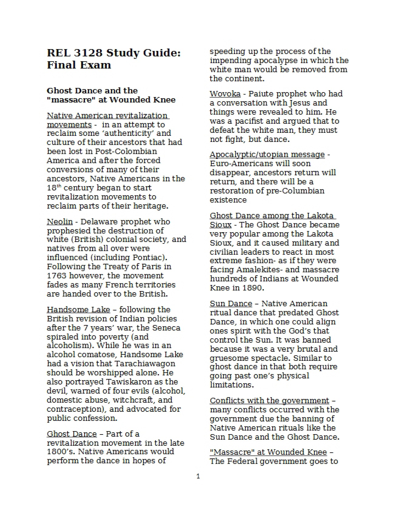 Americas Religion Final Exam