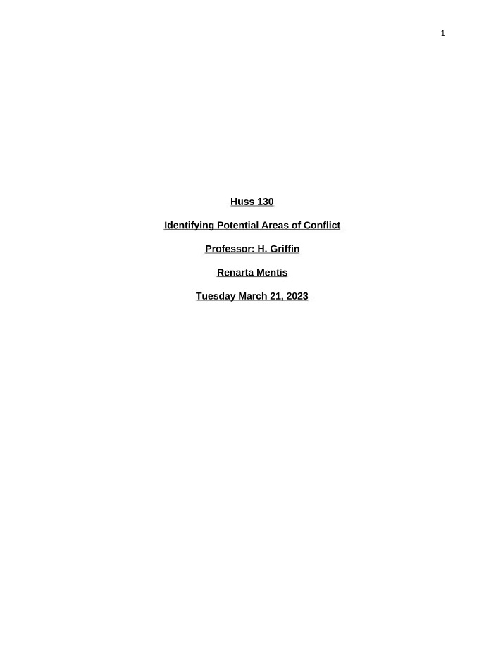 Identifying Potential Areas of Conflict (HUSS 130)