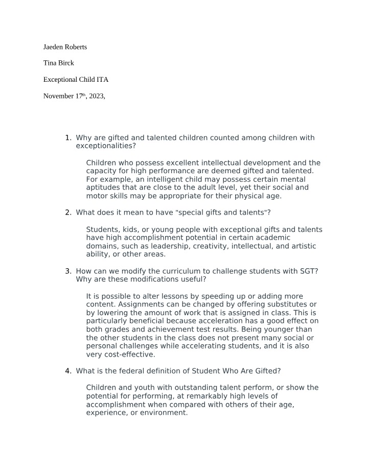 Understanding the Gifted and Talented