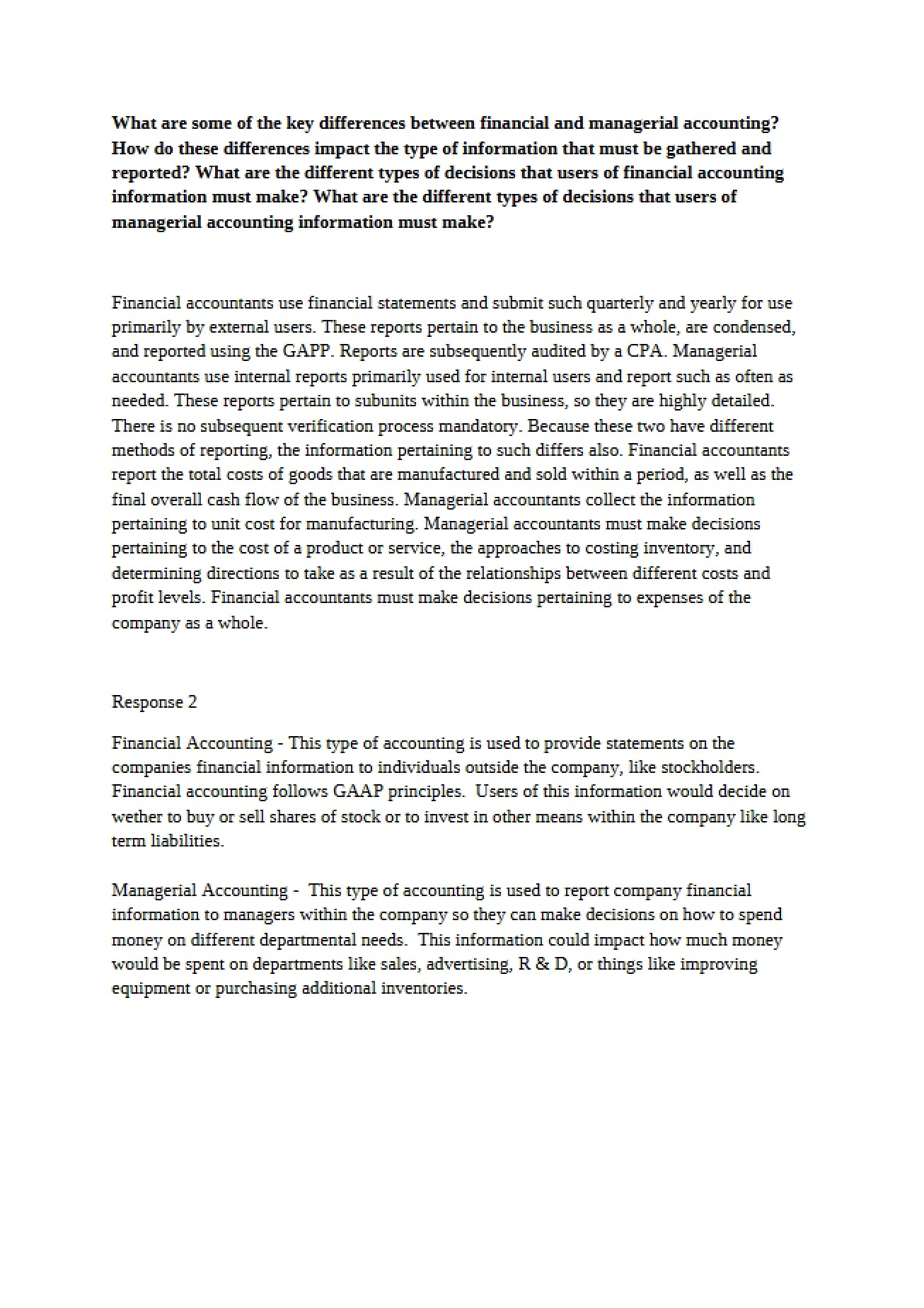 Financial vs Managerial Accounting Differences