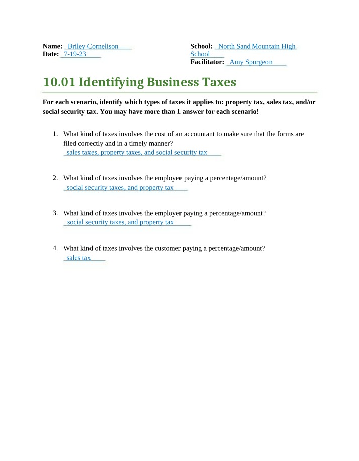 Identifying Business Taxes (10.01)