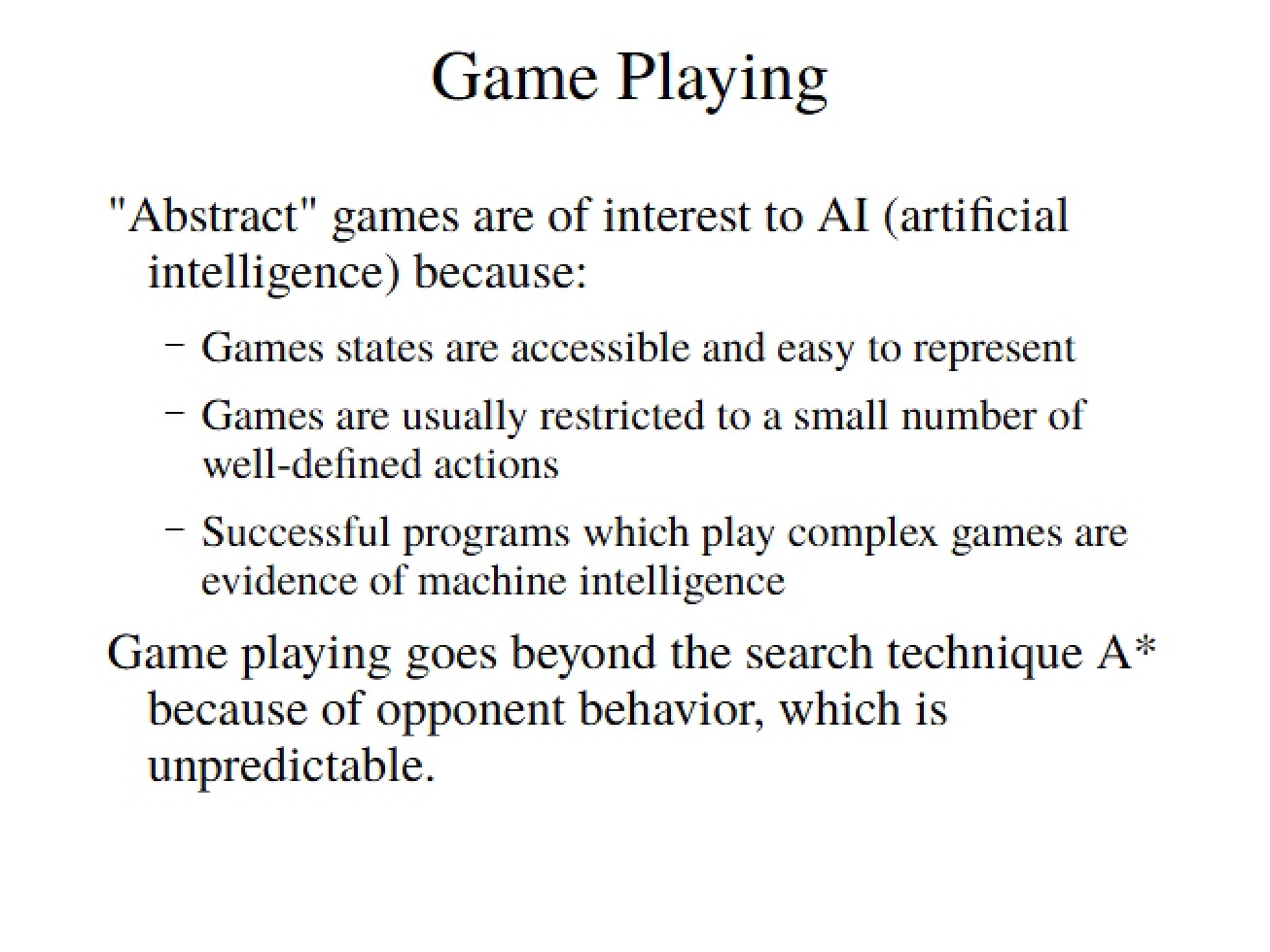 Game Playing Concepts