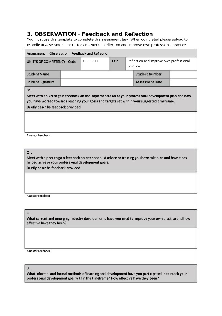 Reflecting on and Improving Professional Practice - Observation