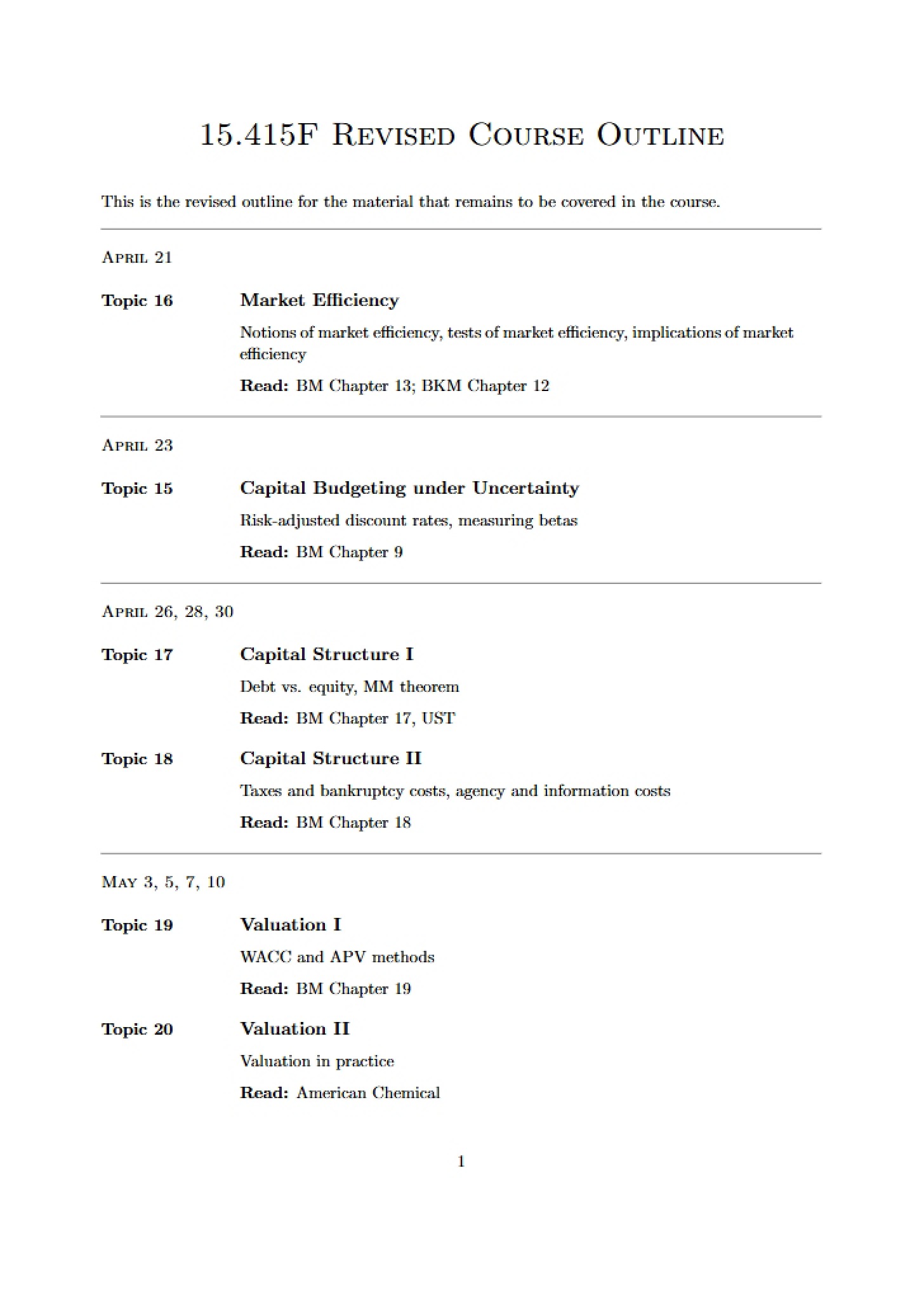 Course Outline (Revised)