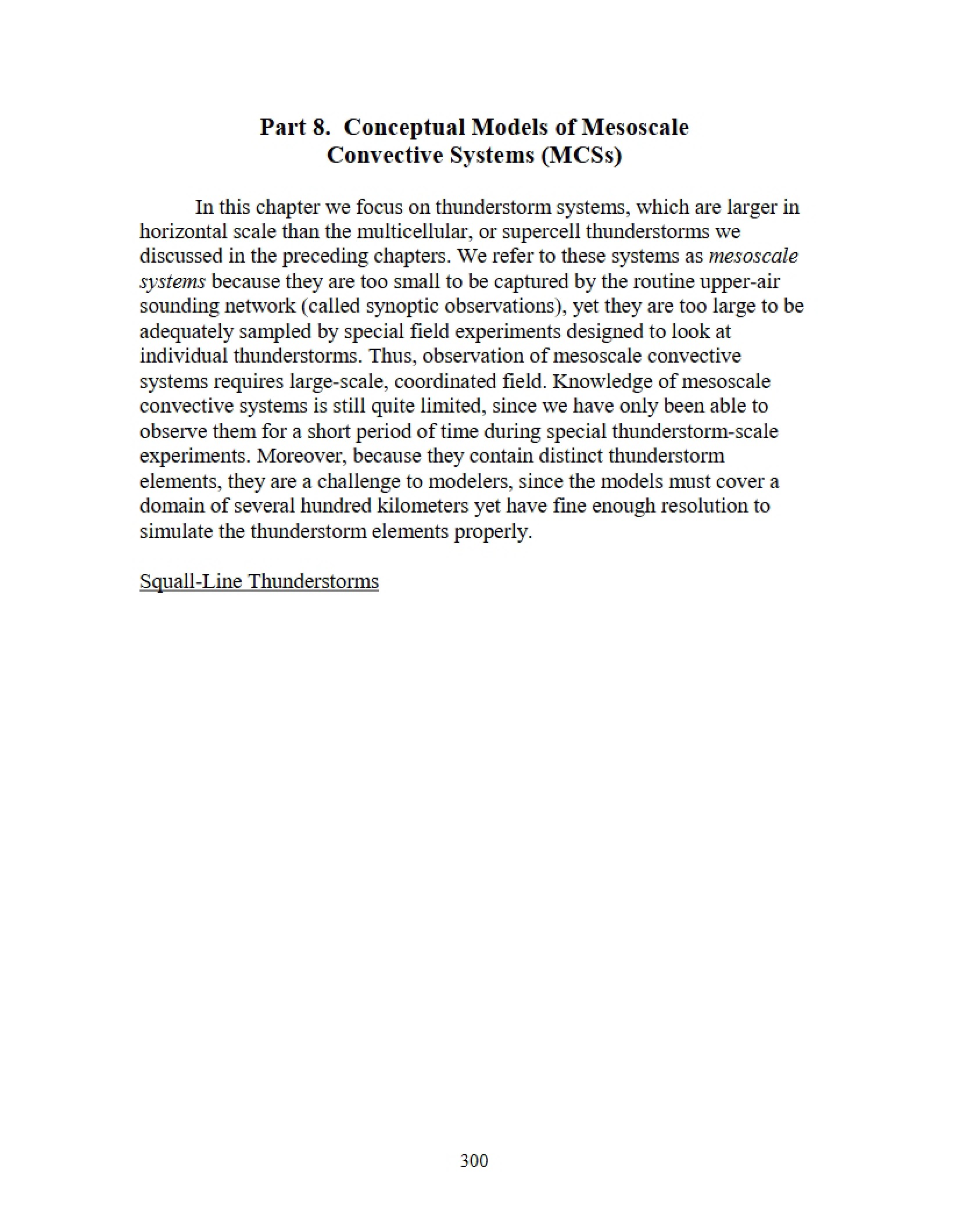 MCS (Mesoscale Convective Systems) Conceptual Models