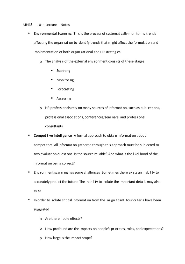 MHR849 Lecture 2 Notes