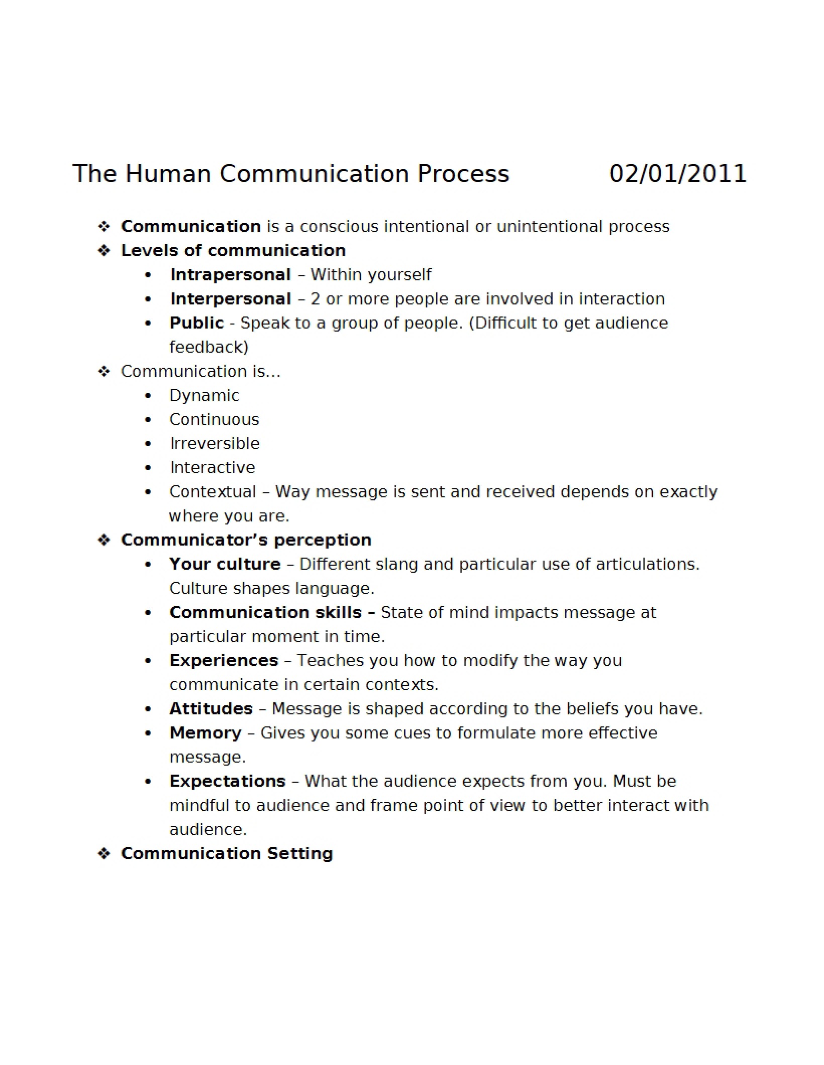 Process of Human Communication