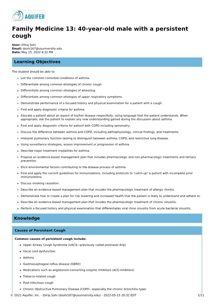 Case Study - 40-year-old male with persistent cough