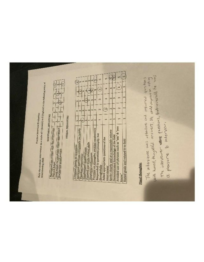 Evaluation of Practice Interview