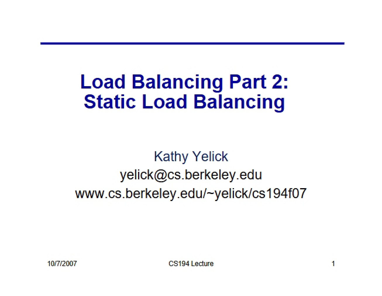 Static Load Balancing (Part 2)