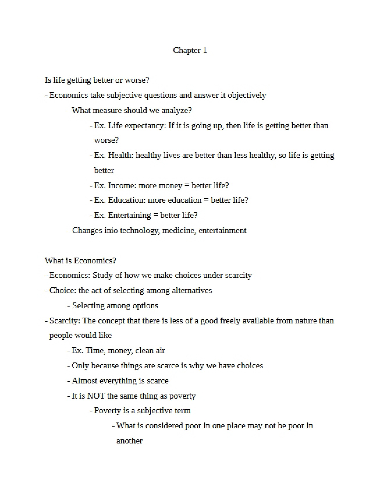 Fifteenth Set of Notes for Chapter One in Macroeconomics