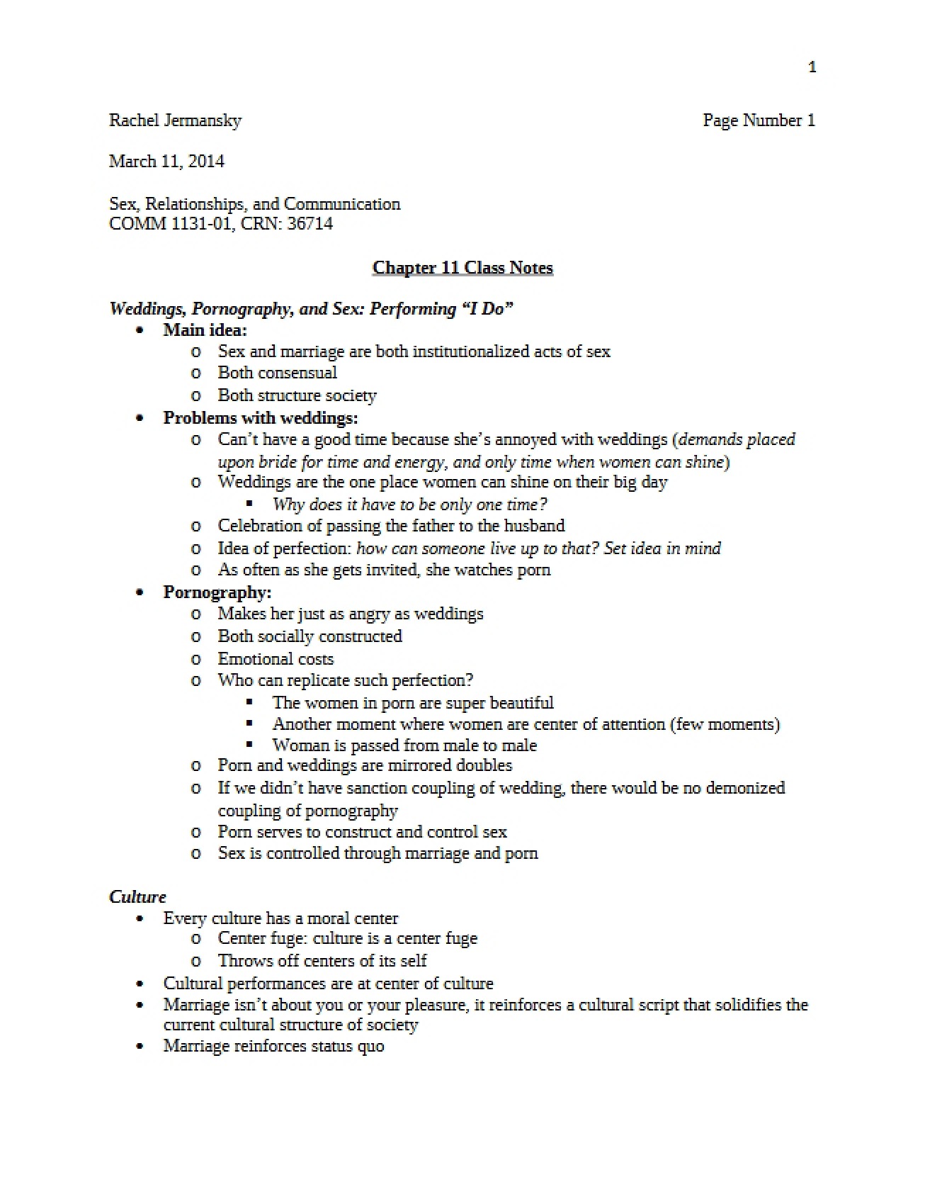 Class Notes Chapter 11