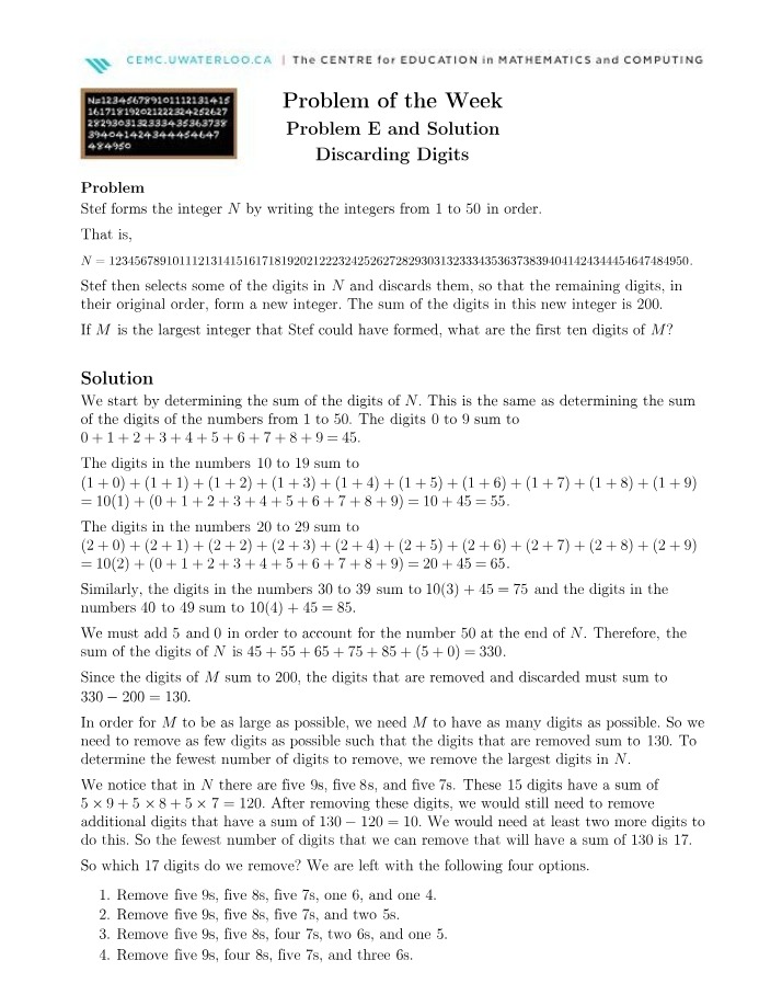 Calculus II MATH124 - POTWE 23 A N 06 S
