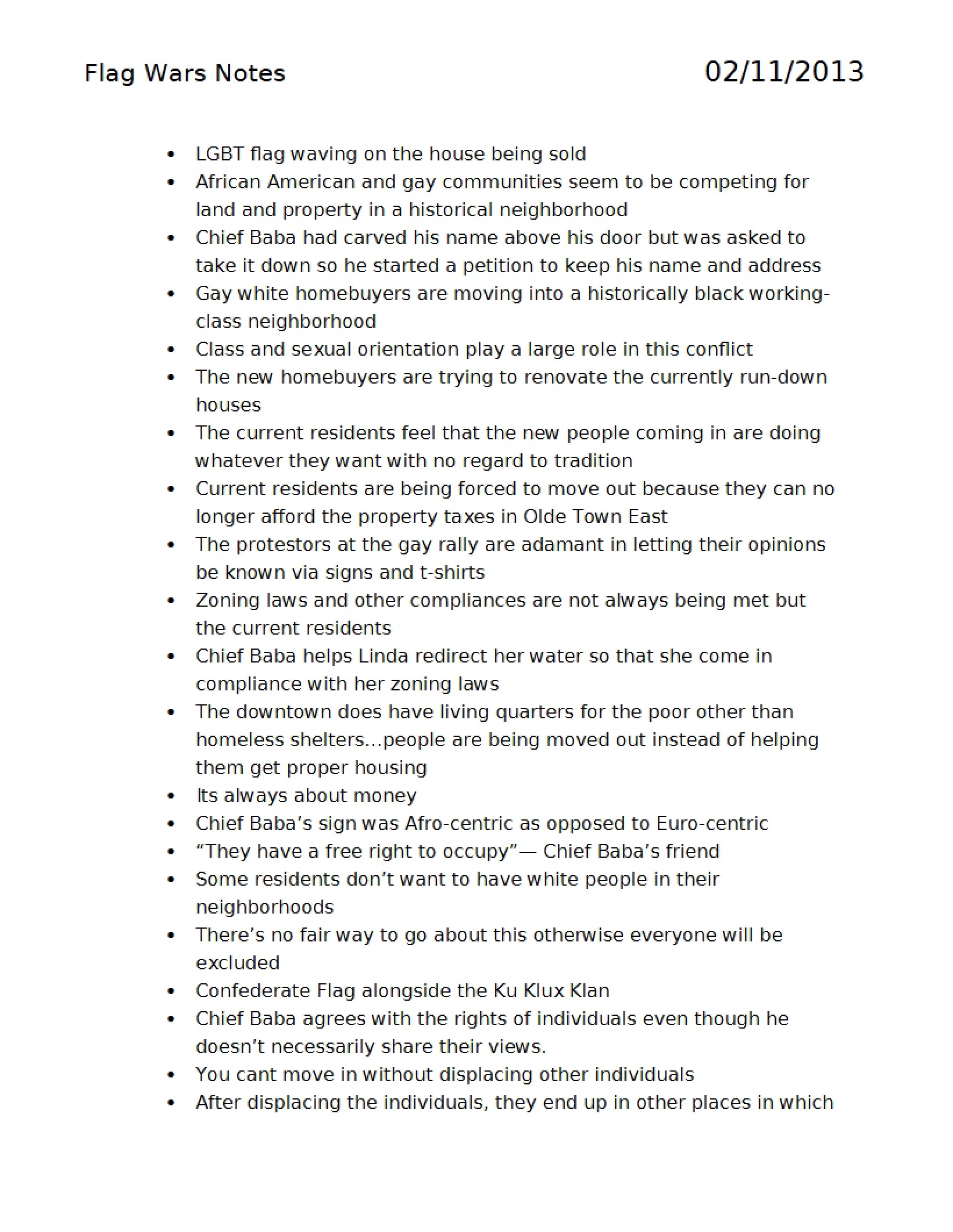 Notes on Flag Wars