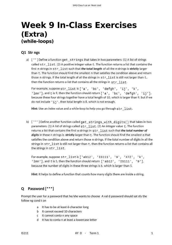 Week 9 Extra Exercises - While-Loops