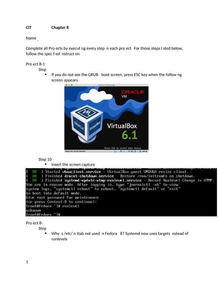 CIT 352 Projects - Troubleshooting GRUB2 and Systemd