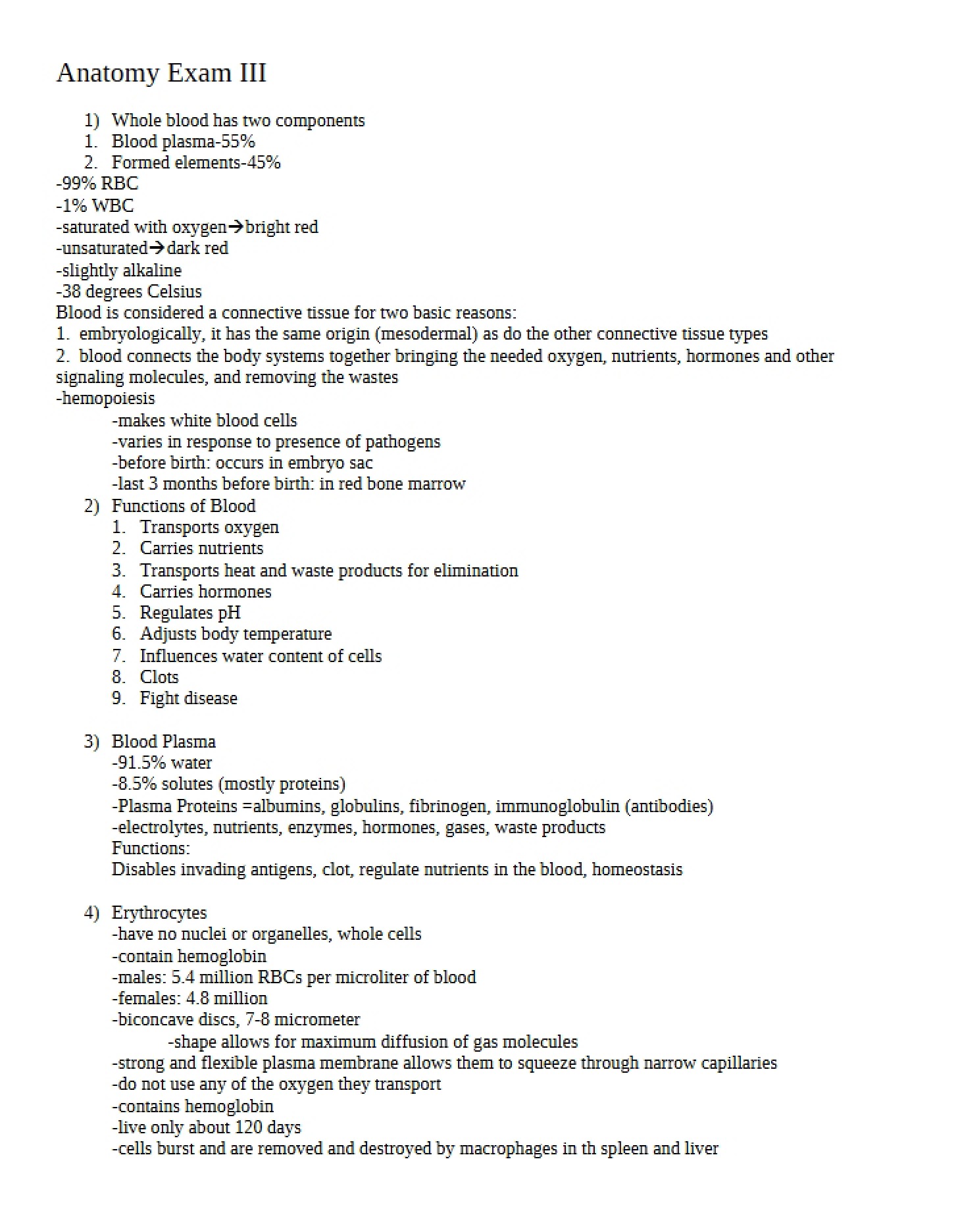Exam III Anatomy