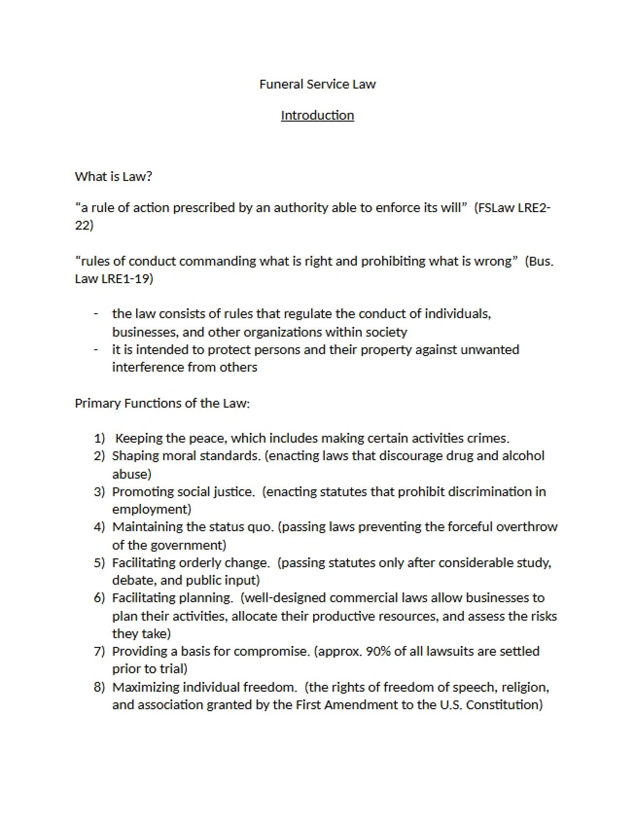 Introduction to Funeral Service Law