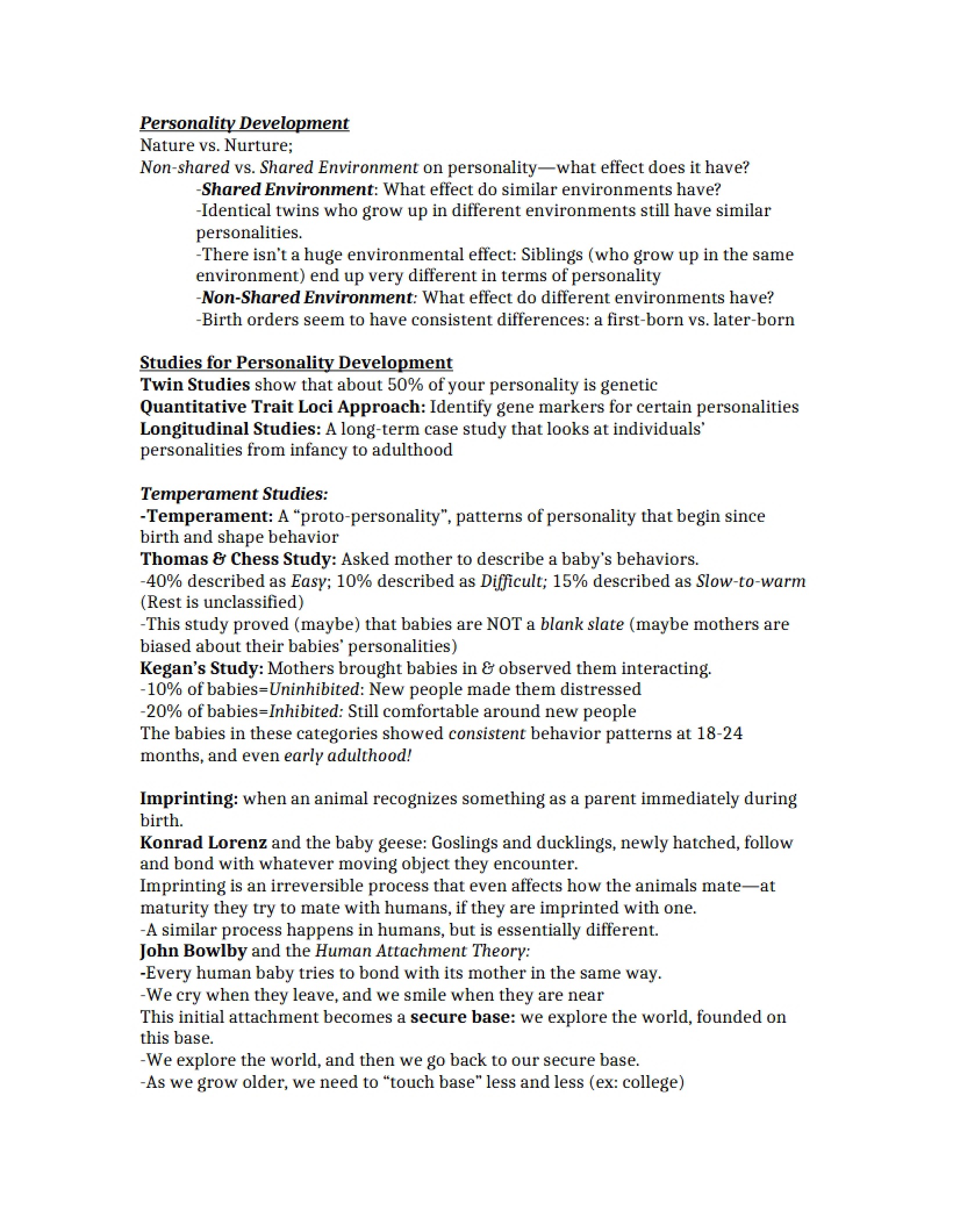 Traits and Personality Development