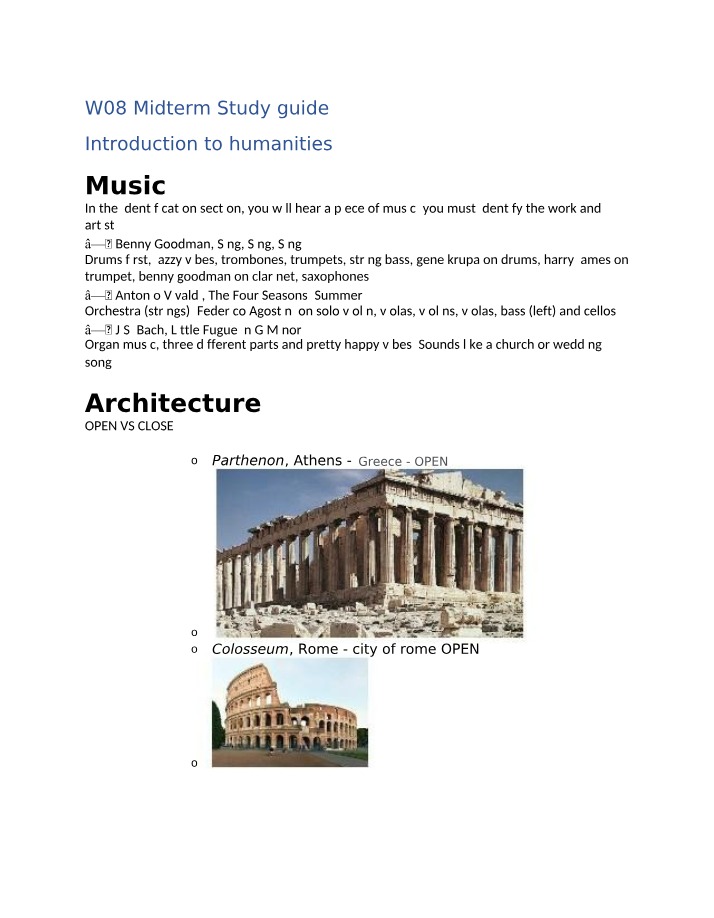 Midterm Study Guide for W08