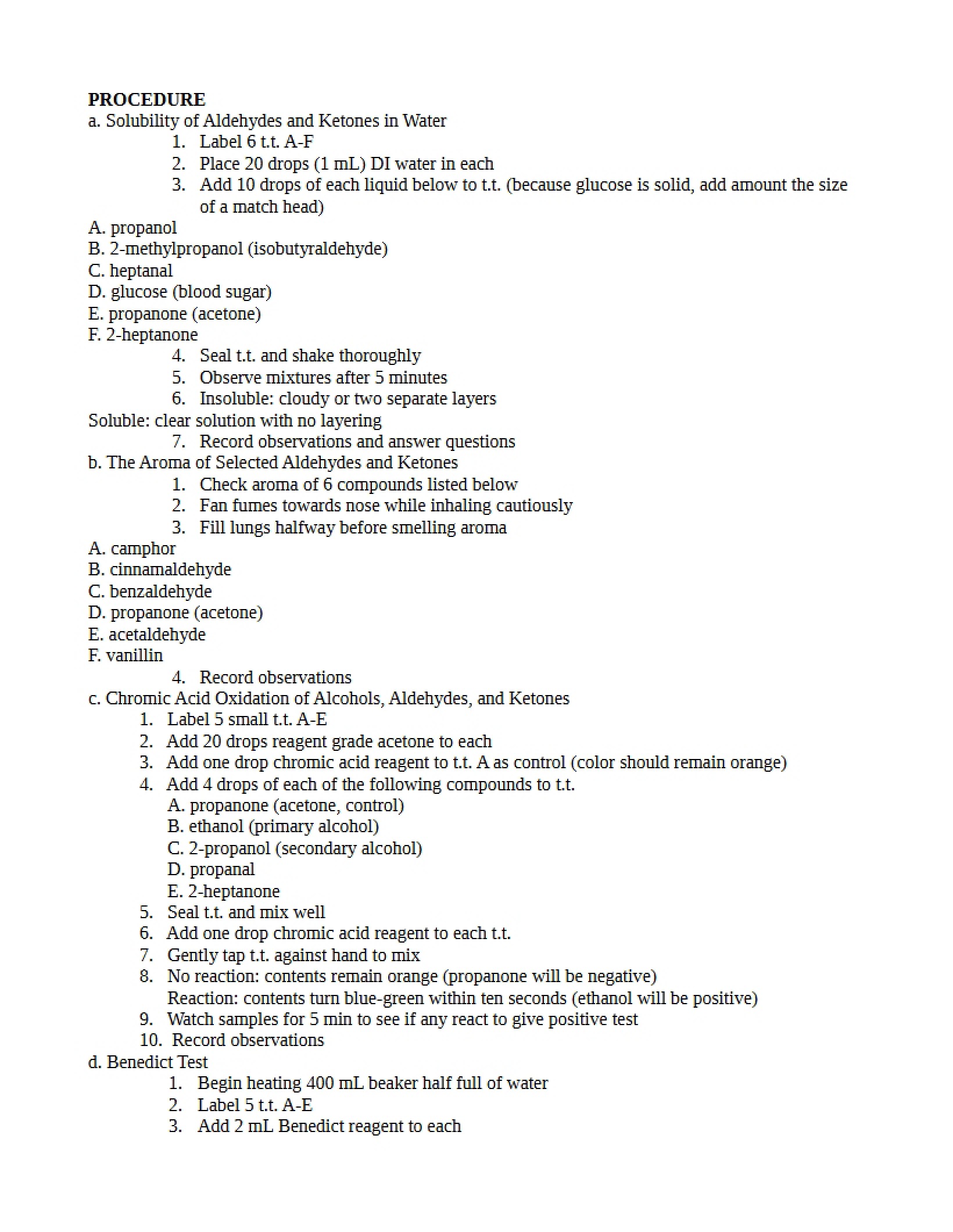 Lab Procedure March 5, 2013