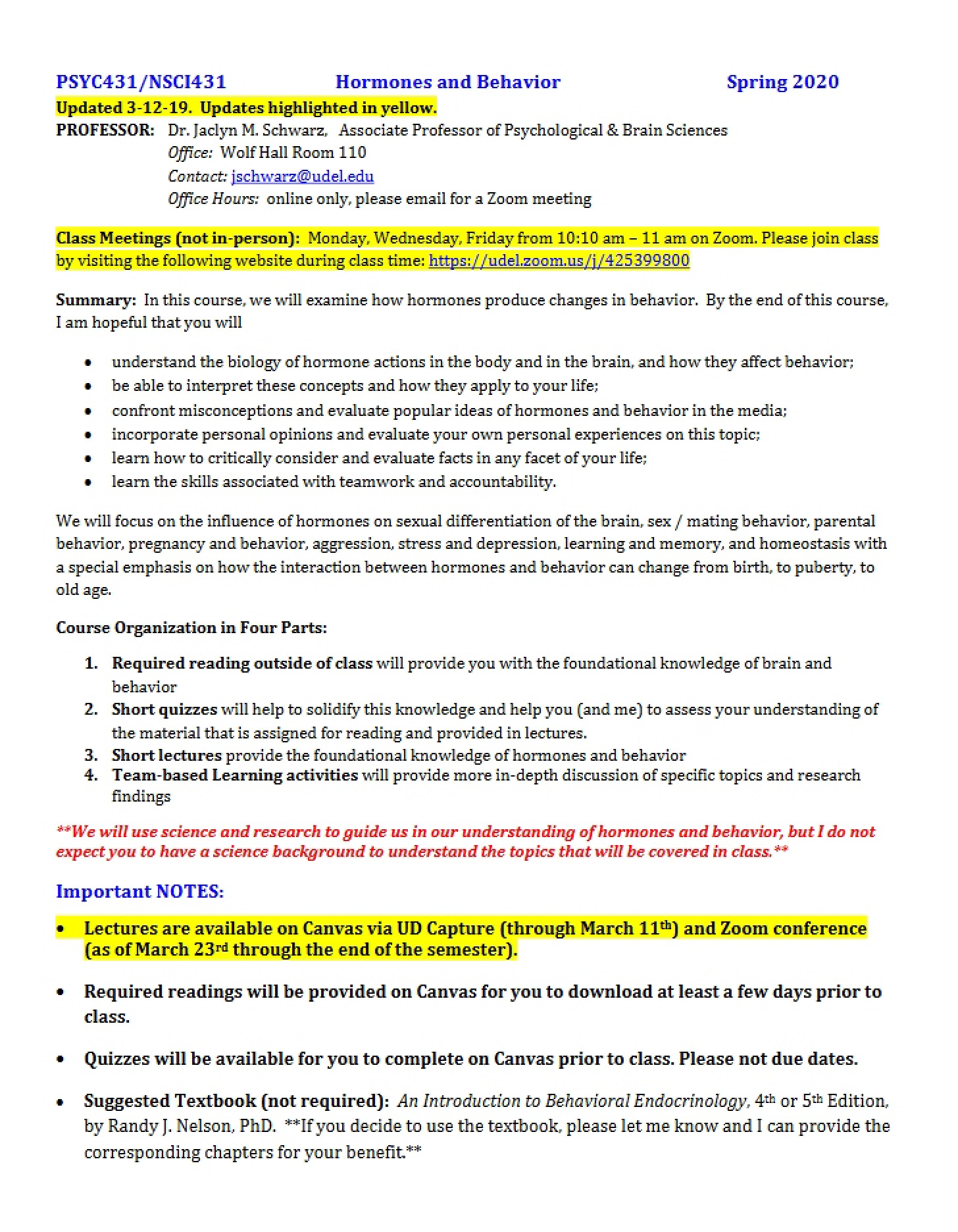 Class Syllabus