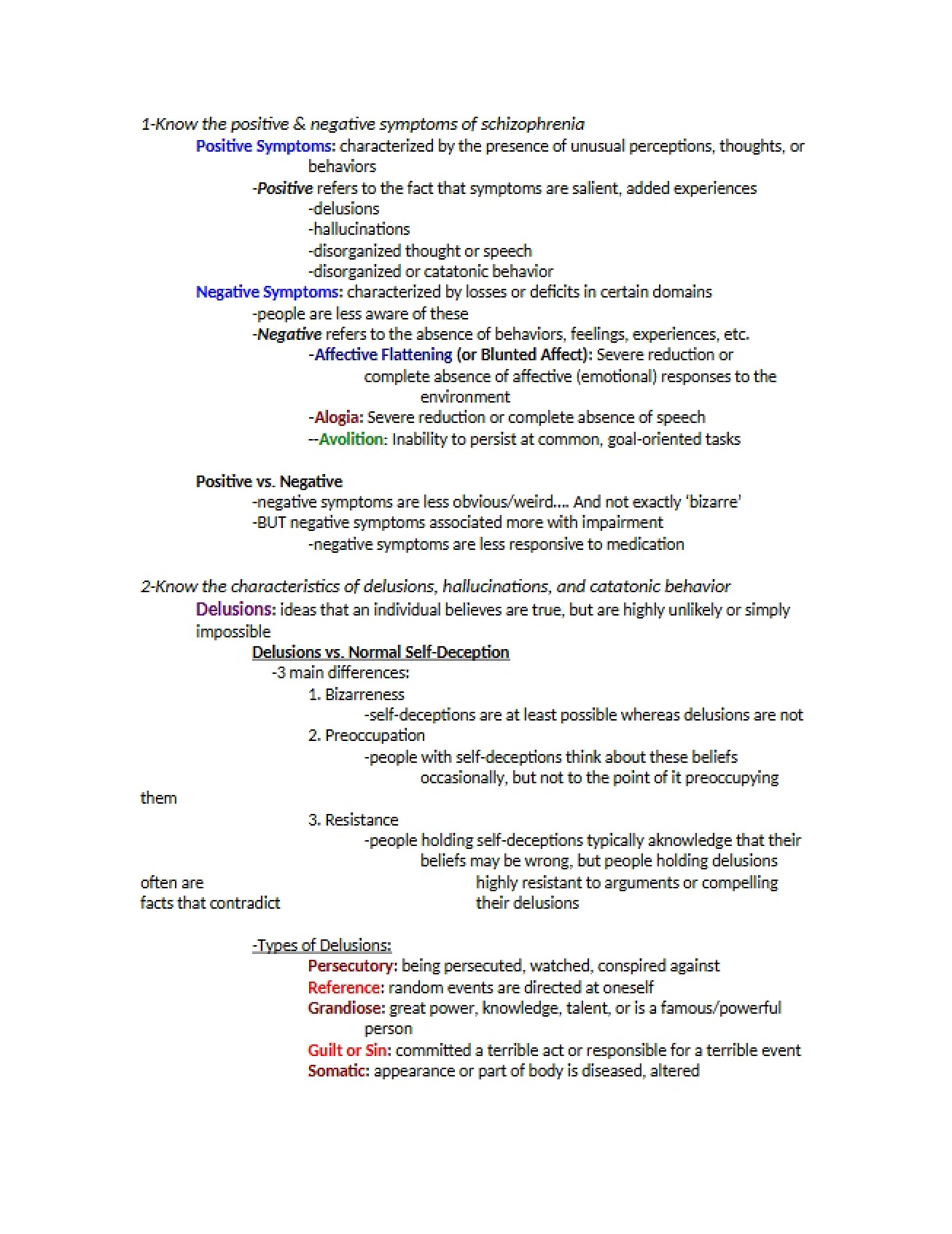 Abnormal Psychology General Notes