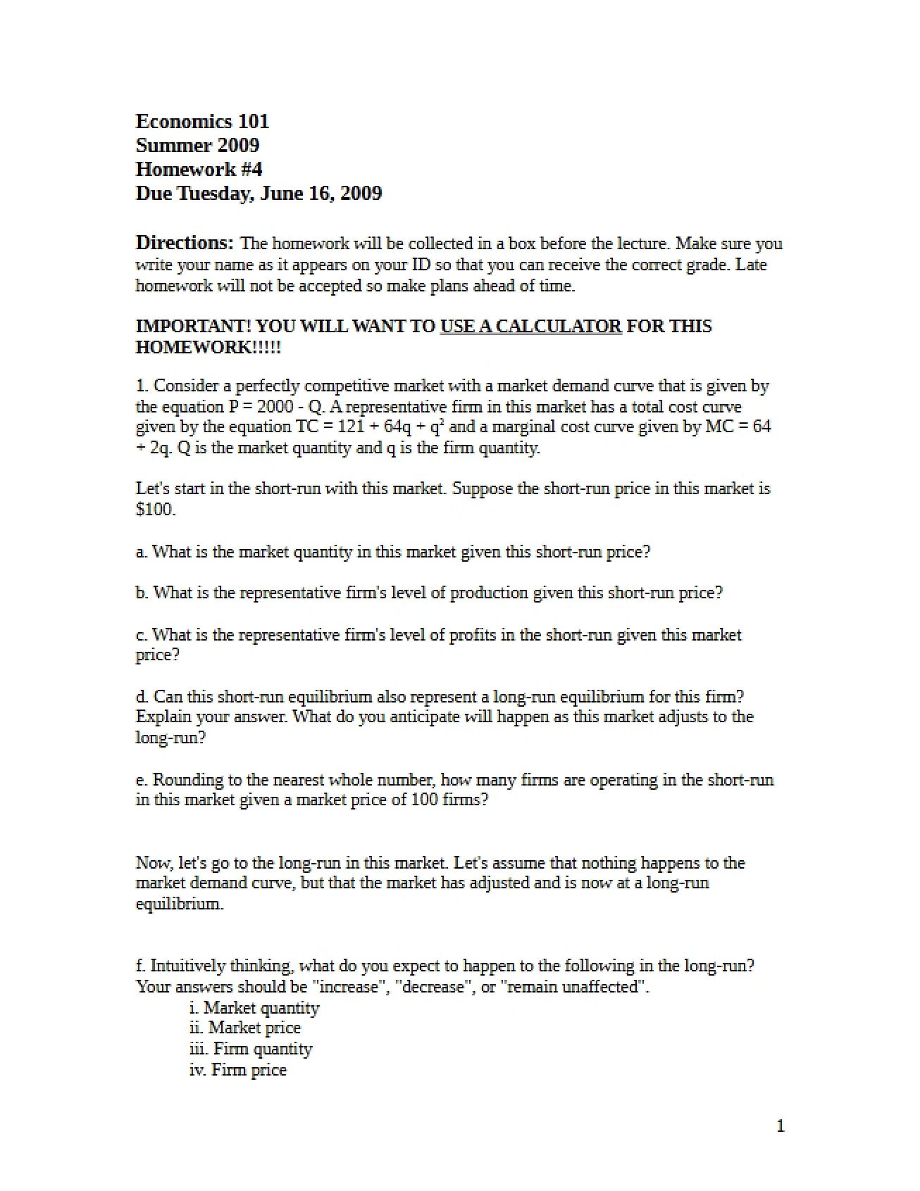 Fourth Homework