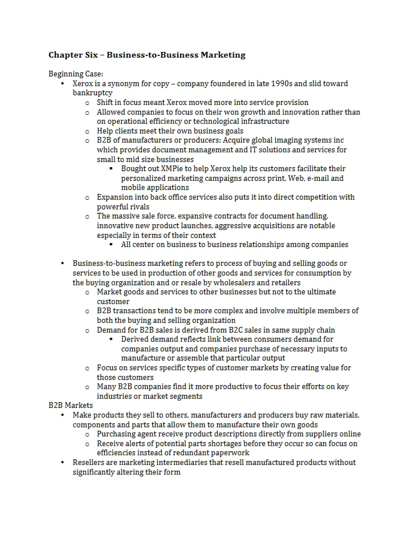 B2B Marketing (Ch 6)