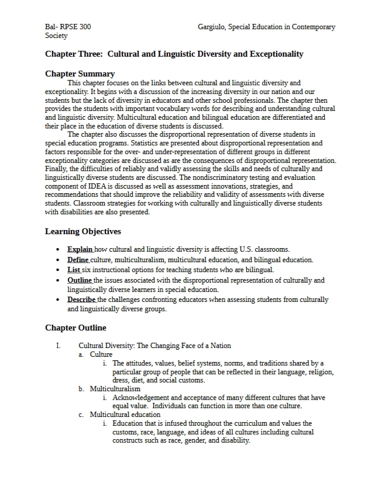 Notes for Chapter 3 (RPSE 300)