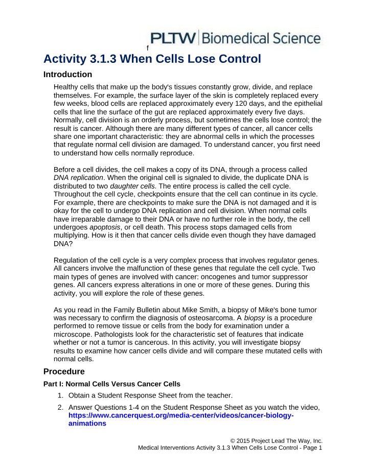 When Cells Lose Control - Cancer Cell Division