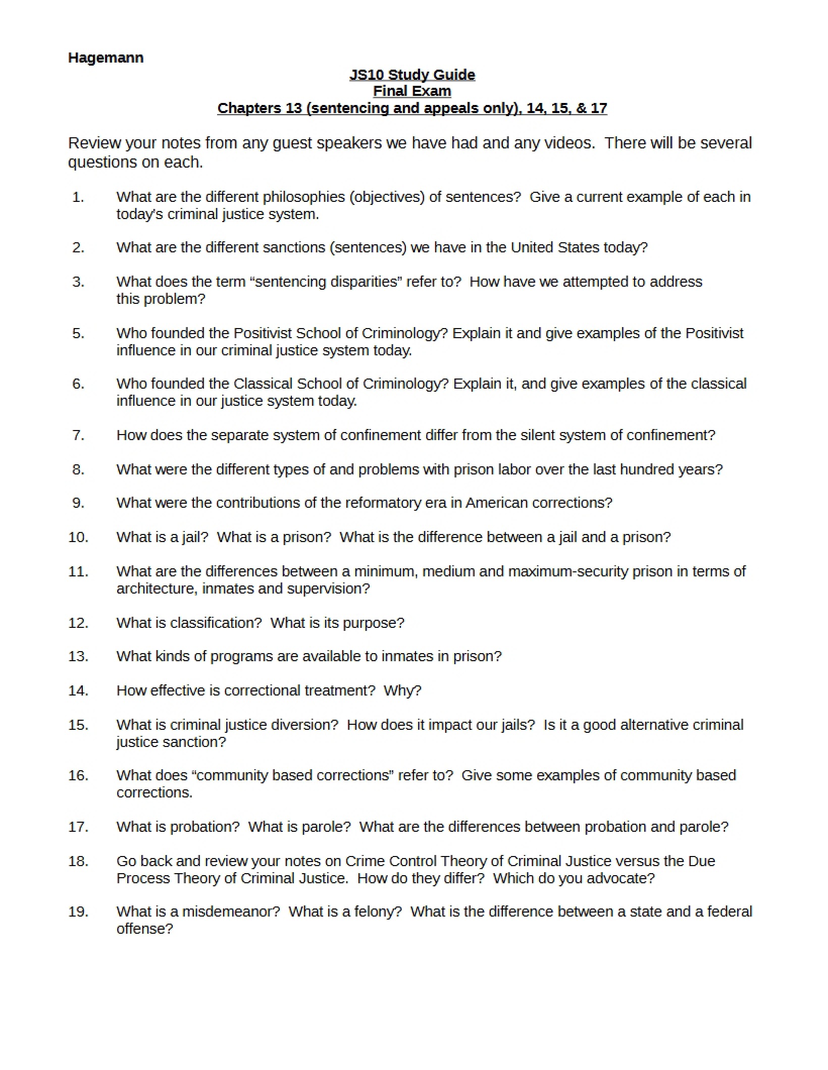 Spring '08 Final Exam Guide