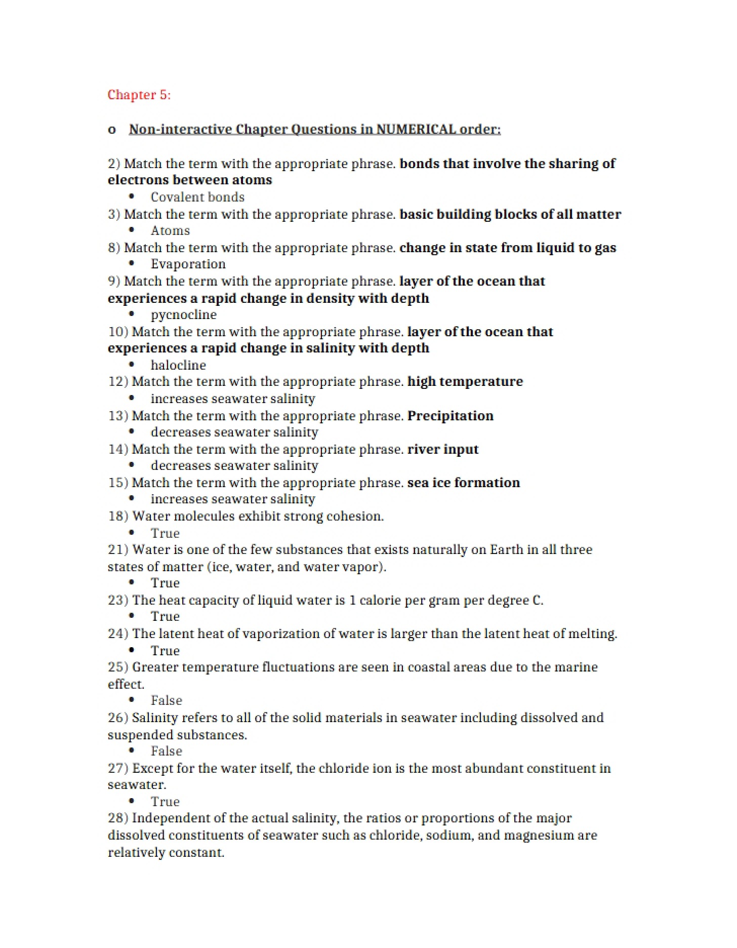 Chapter Questions (Non-Interactive)