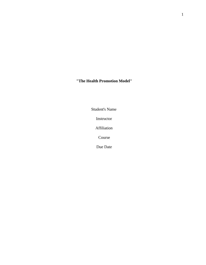 Health Promotion Model