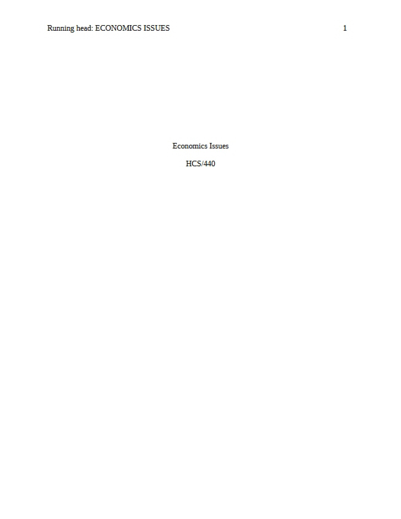 Issues in Economics