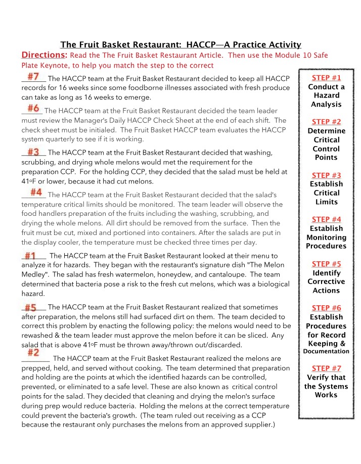 HACCP Best Practices for Fresh Produce - The Fruit Basket Restaurant