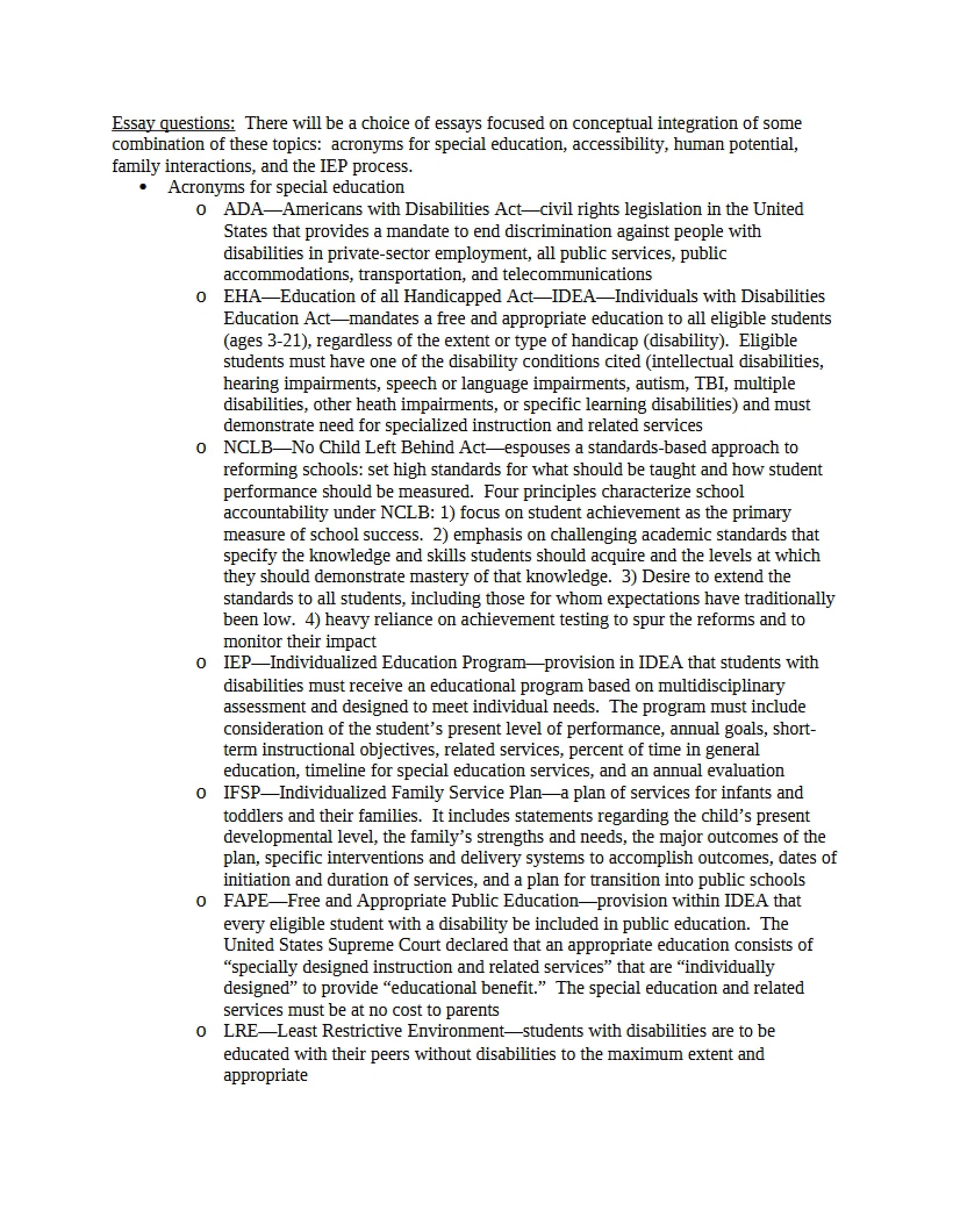 Special Ed Lecture Note