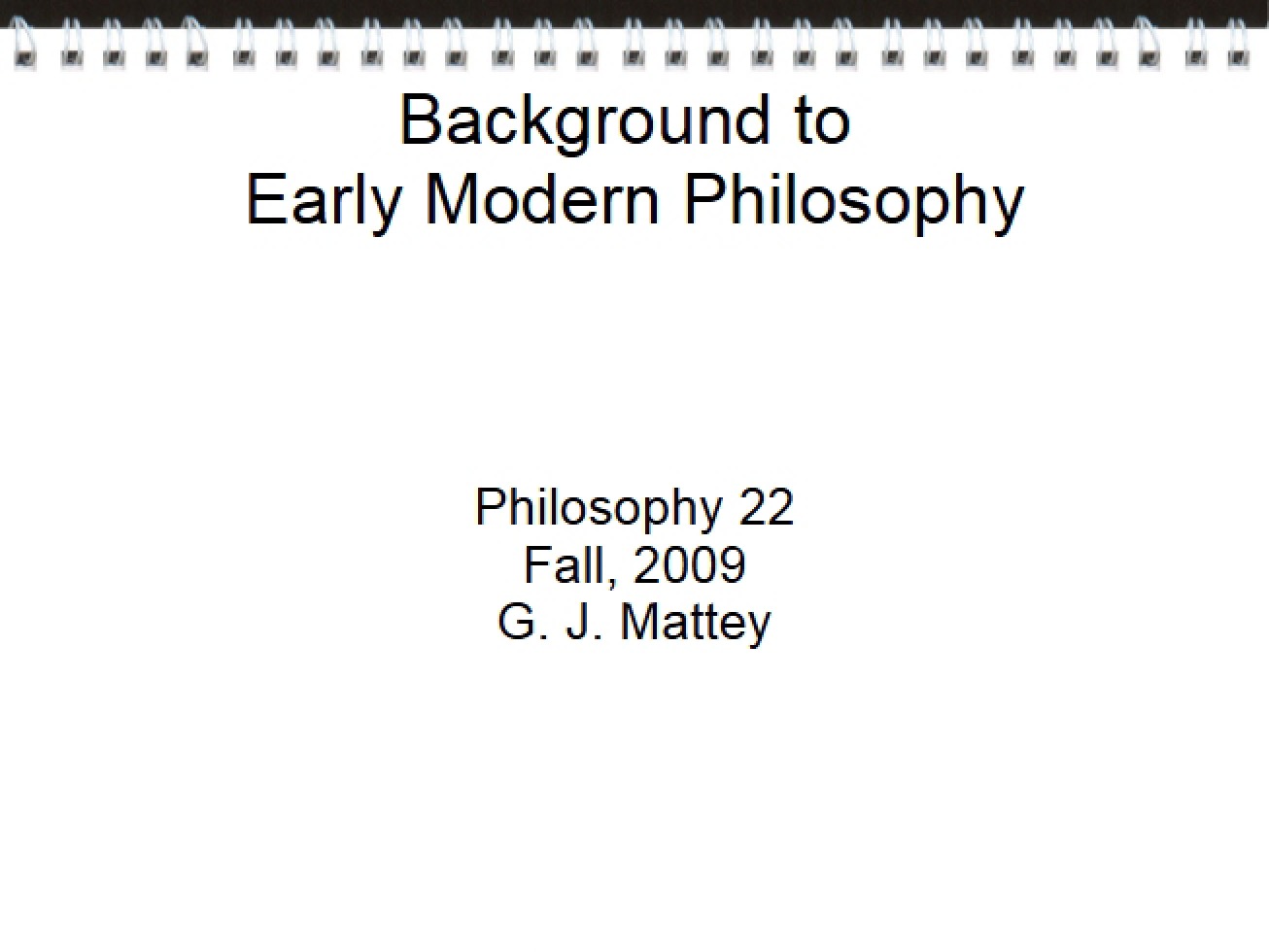 Introduction to Early Modern Philosophy