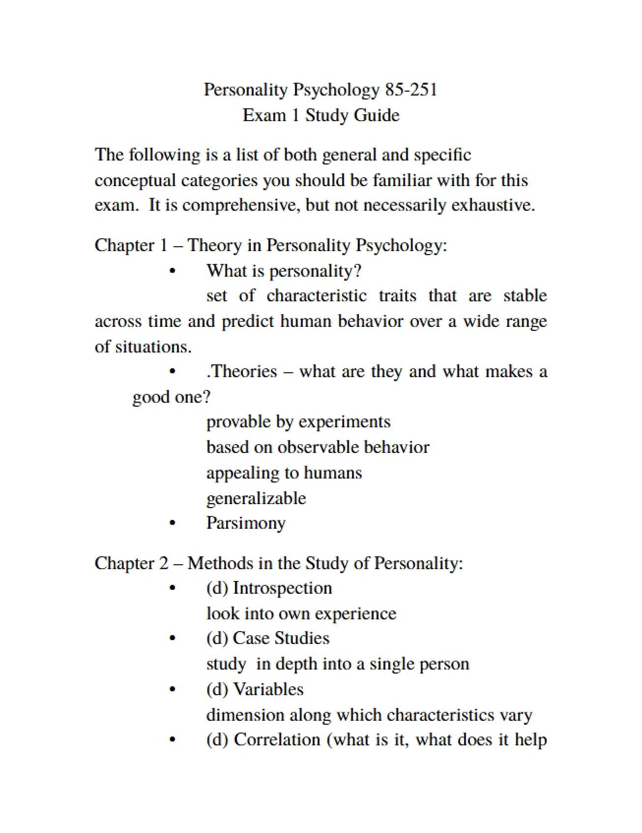 Study Guide for First Personality Exam - Copy 1