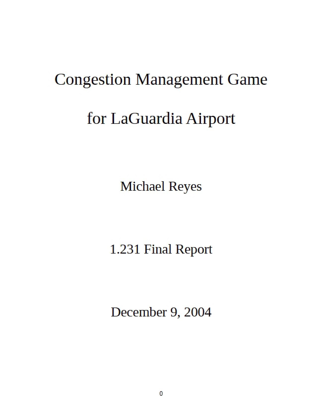LaGuardia Airport Congestion Management Game